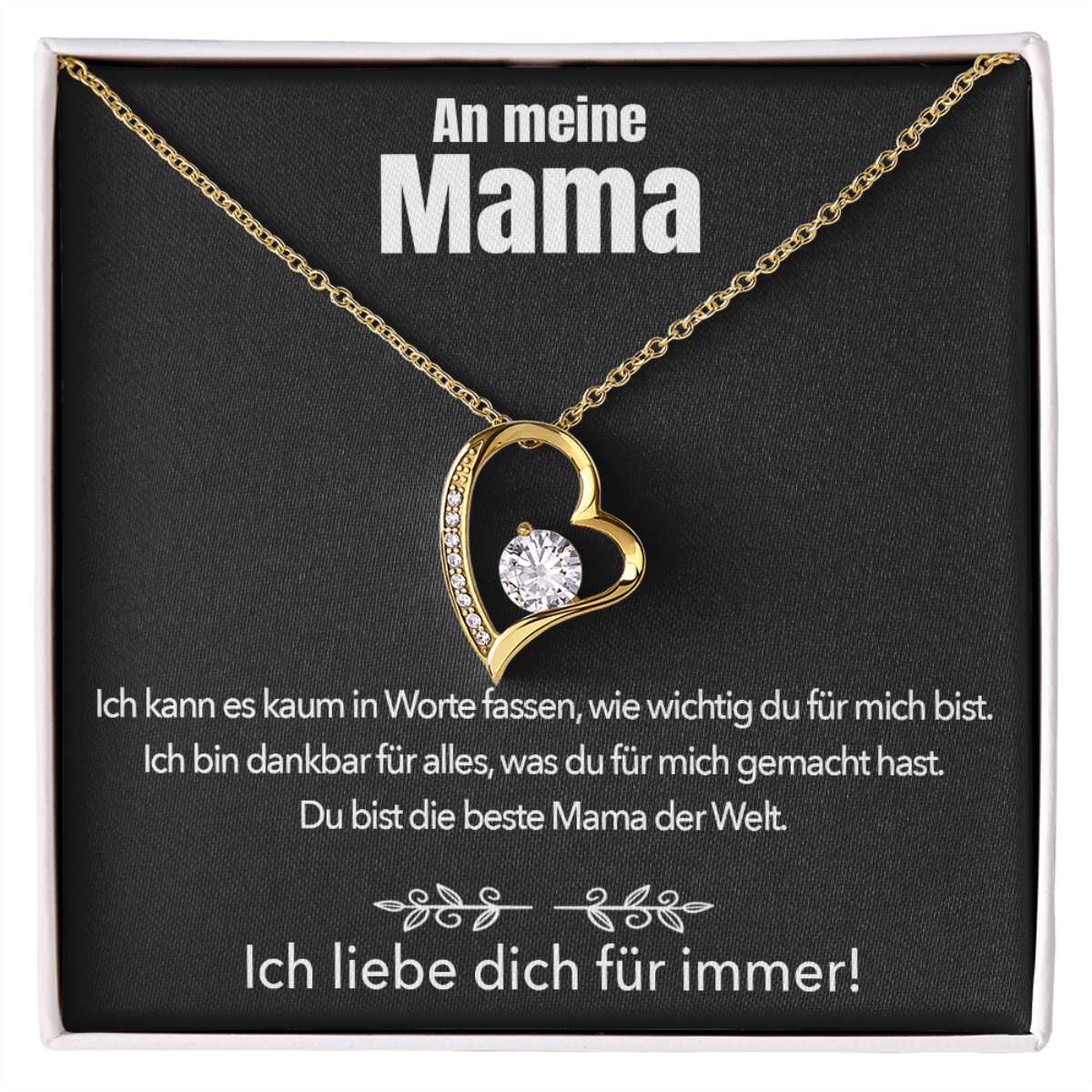 14k Weißgold Ausführung Halskette - An meine Mama - Ich liebe dich für immer