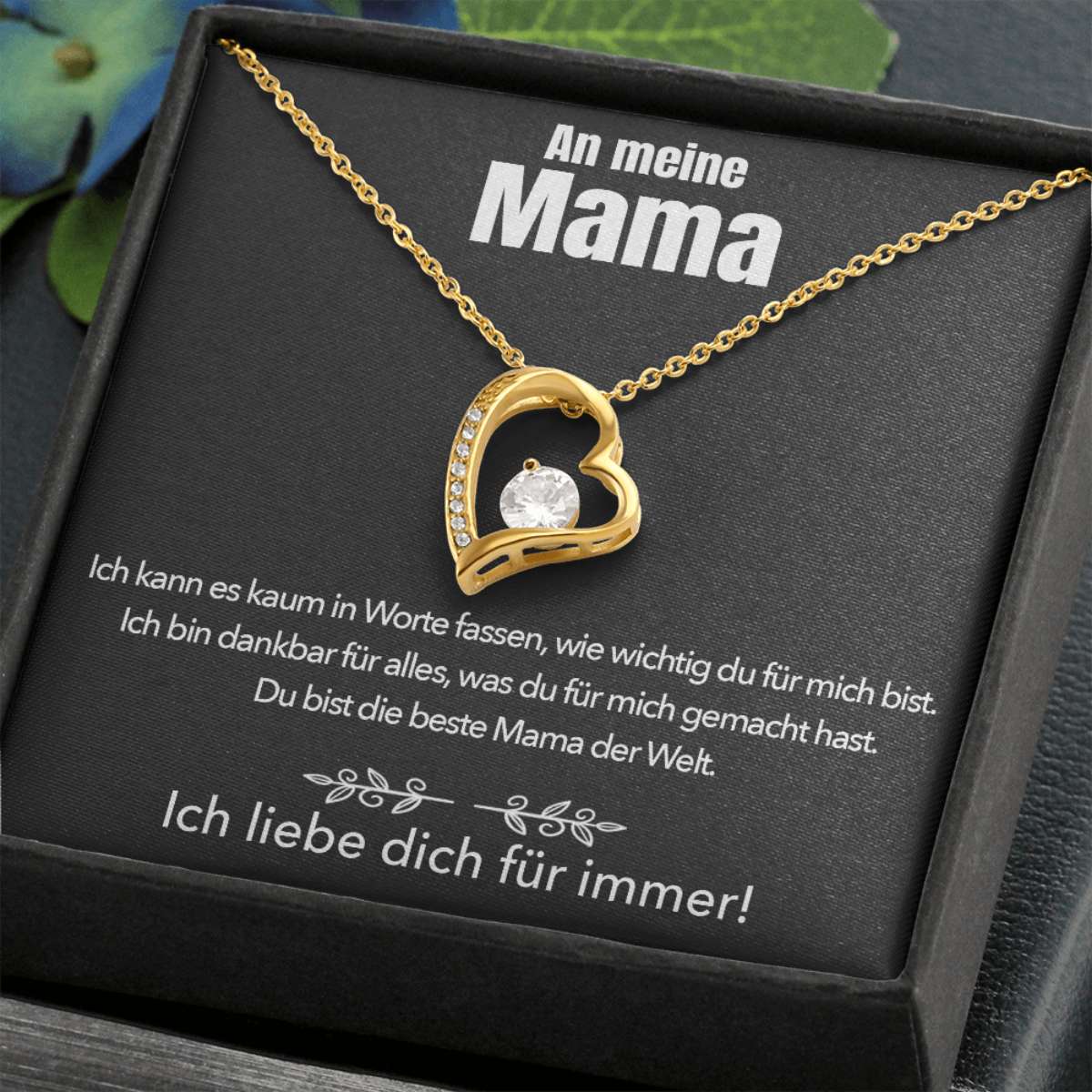 14k Weißgold Ausführung Halskette - An meine Mama - Ich liebe dich für immer