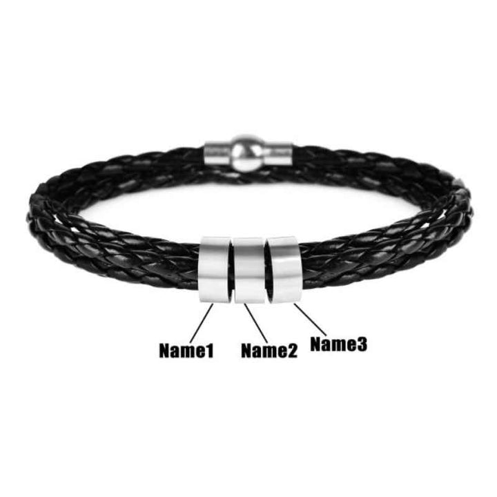 Personalisiertes Lederarmband mit Namensringen