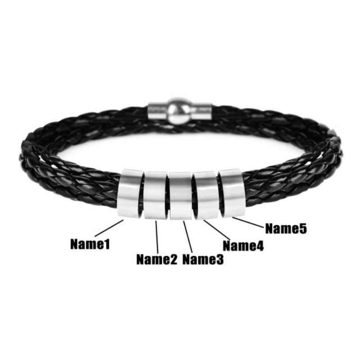 Personalisiertes Lederarmband mit Namensringen