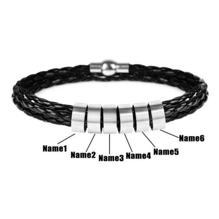 Personalisiertes Lederarmband mit Namensringen