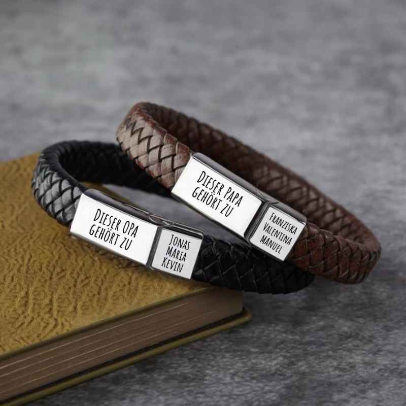 Personalisiertes Herren Lederarmband - Familiengeschenk