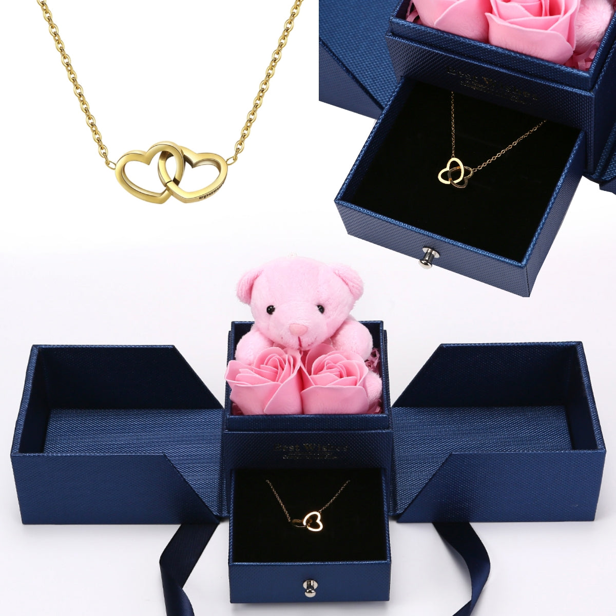 Rosenbär Box - Gravierte Halskette & ewige Rosen