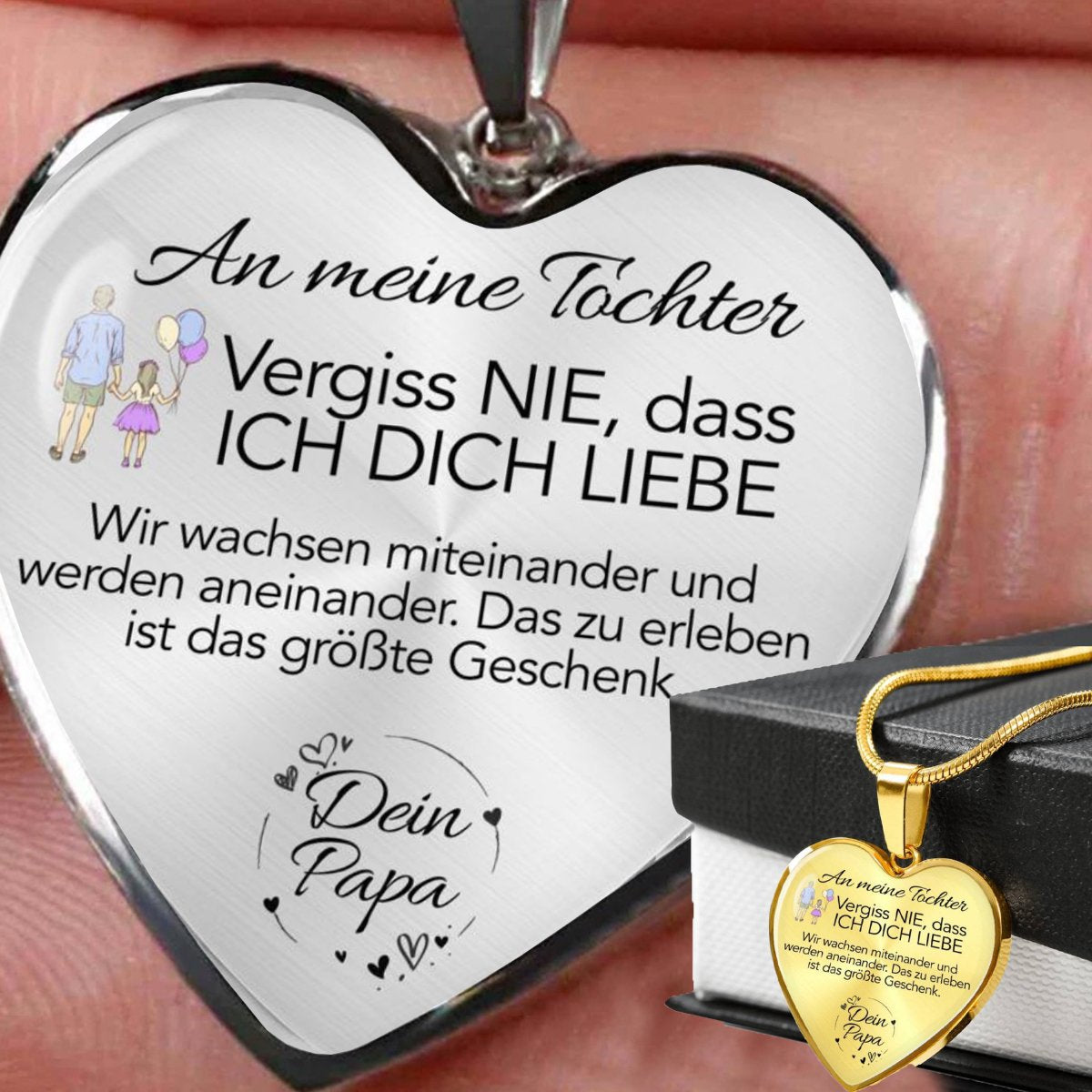 Herz-Halskette - An meine Tochter von Papa - Geschenk