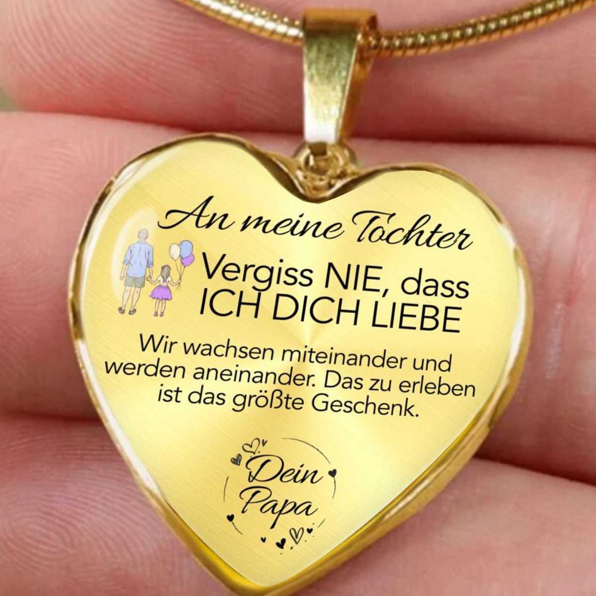 Herz-Halskette - An meine Tochter von Papa - Geschenk