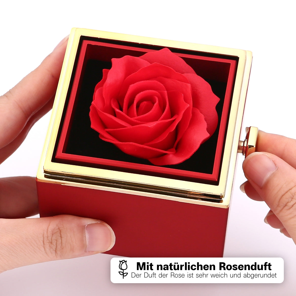Ewige Rosenbox – mit gravierter Halskette, Liebesnotiz und echter Rose