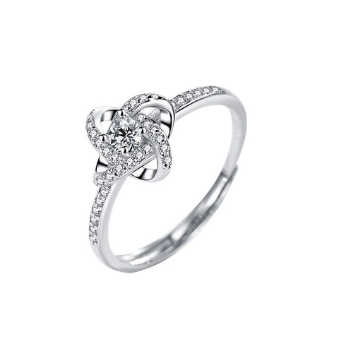 Weißgold Ausführung Liebesknoten Ring (Verstellbar)