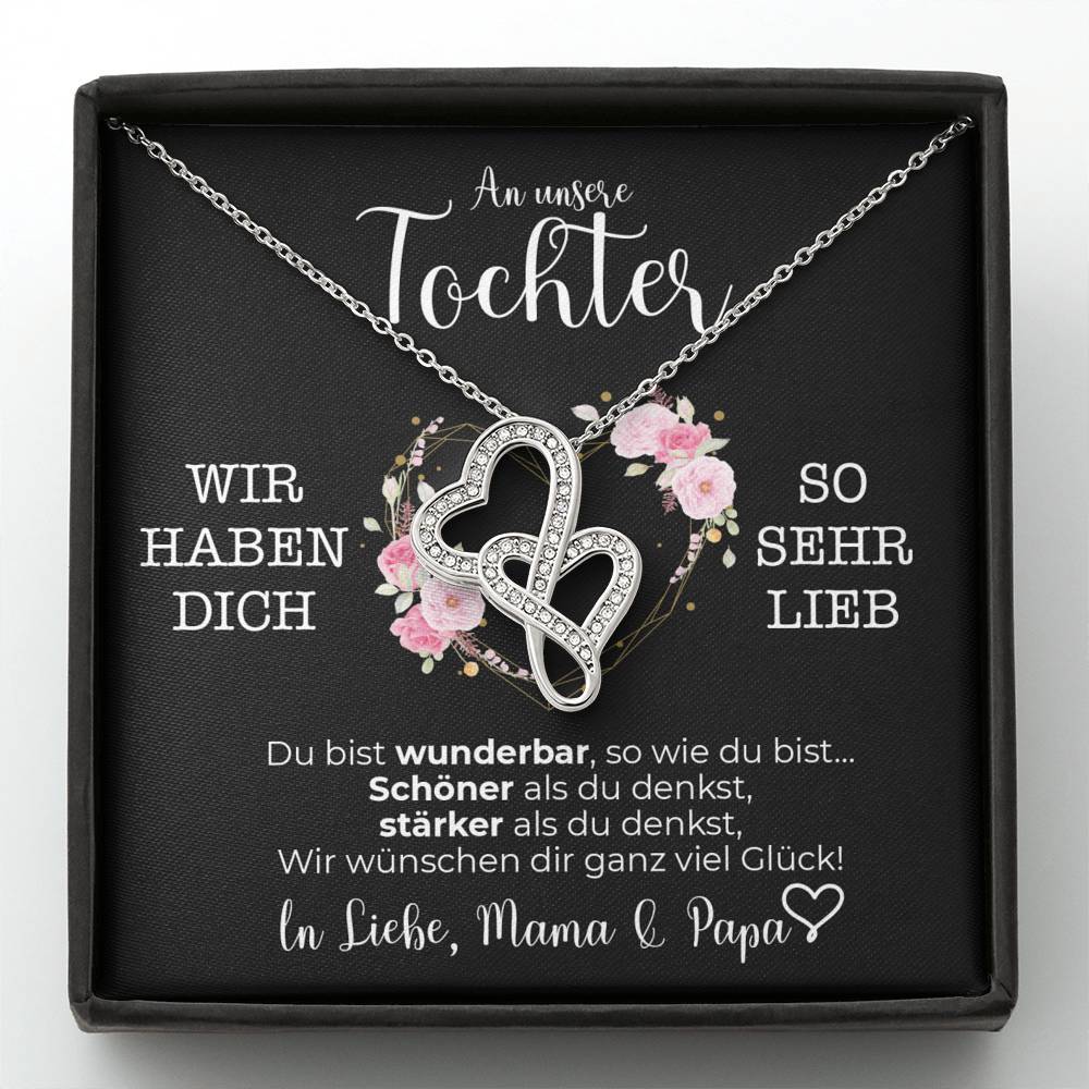 Halskette - Zwei Herzen - An meine Tochter von Mama & Papa