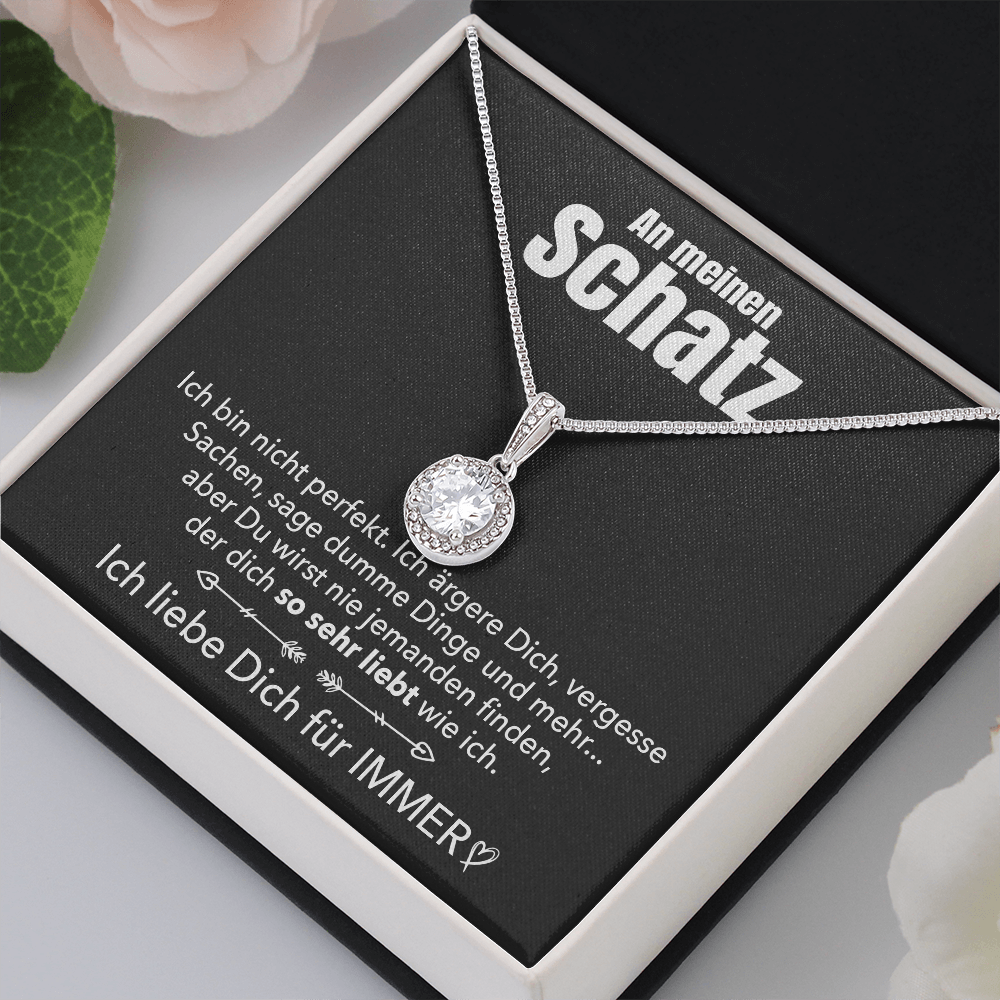 14k Weißgold Ausführung Kreis Halskette - An meinen Schatz