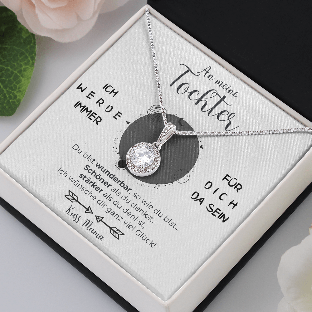 14k Weißgold Ausführung Kreis Halskette - An meine Tochter