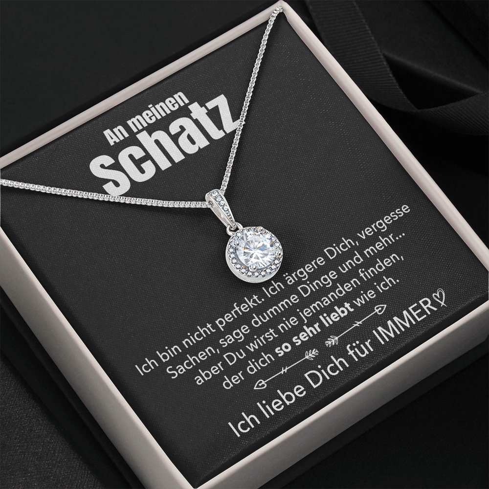 14k Weißgold Ausführung Kreis Halskette - An meinen Schatz