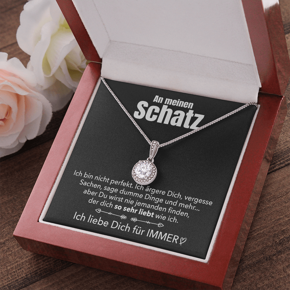 14k Weißgold Ausführung Kreis Halskette - An meinen Schatz