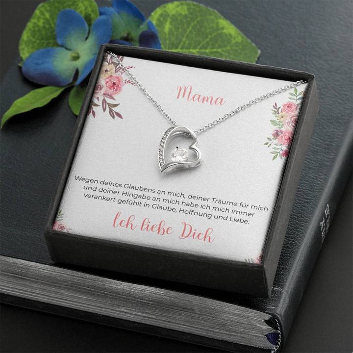 14k Weißgold Ausführung Halskette Herz - An Mama