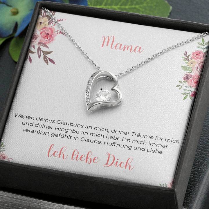 14k Weißgold Ausführung Halskette Herz - An Mama