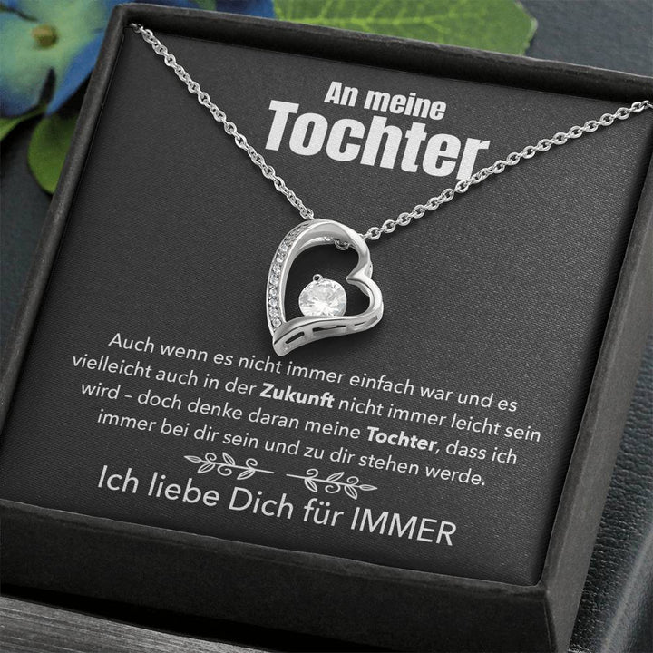 14k Weißgold Ausführung Herz-Halskette - An meine Tochter