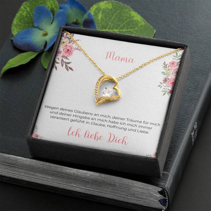 14k Weißgold Ausführung Halskette Herz - An Mama