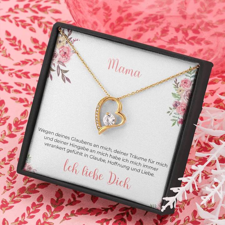 14k Weißgold Ausführung Halskette Herz - An Mama