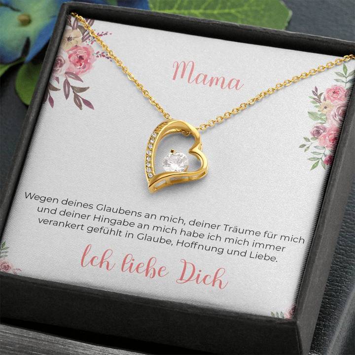 14k Weißgold Ausführung Halskette Herz - An Mama