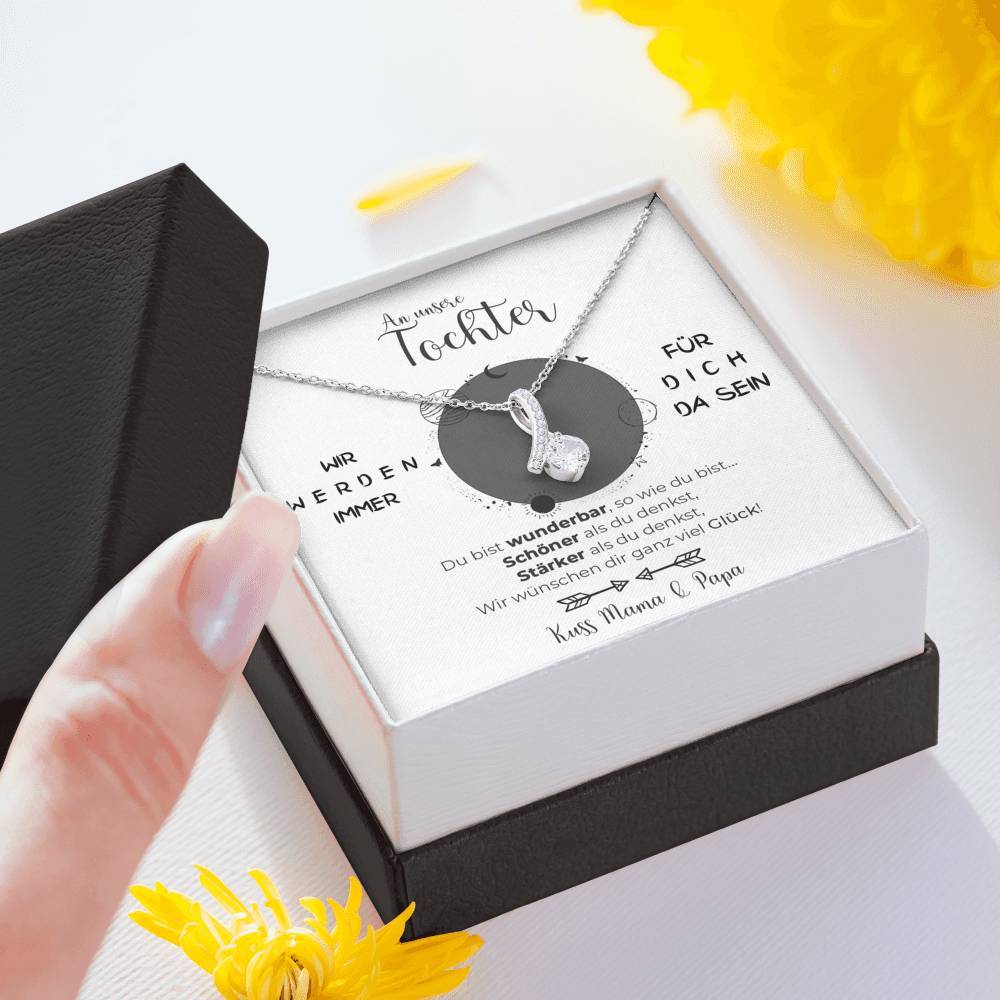 Weißgold Ausführung Kette - An unsere Tochter von Mama & Papa