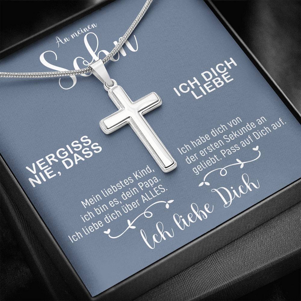 Kreuzkette - An meinen Sohn von Papa - Himmelblau