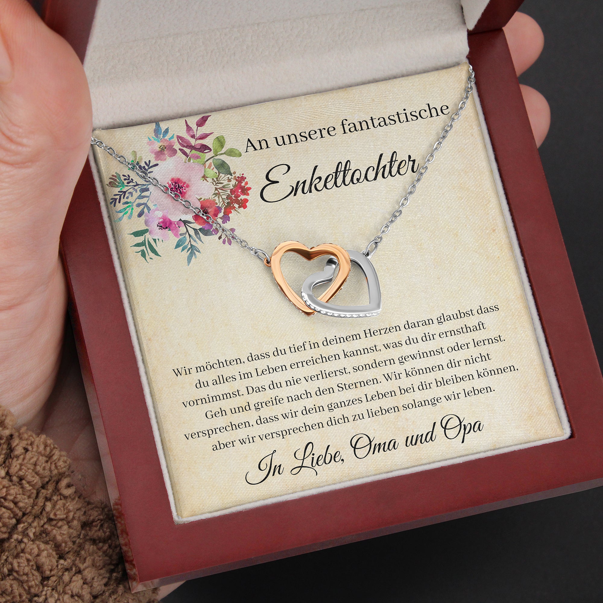 Edelstahl Halskette - An unsere Enkeltochter von Oma und Opa