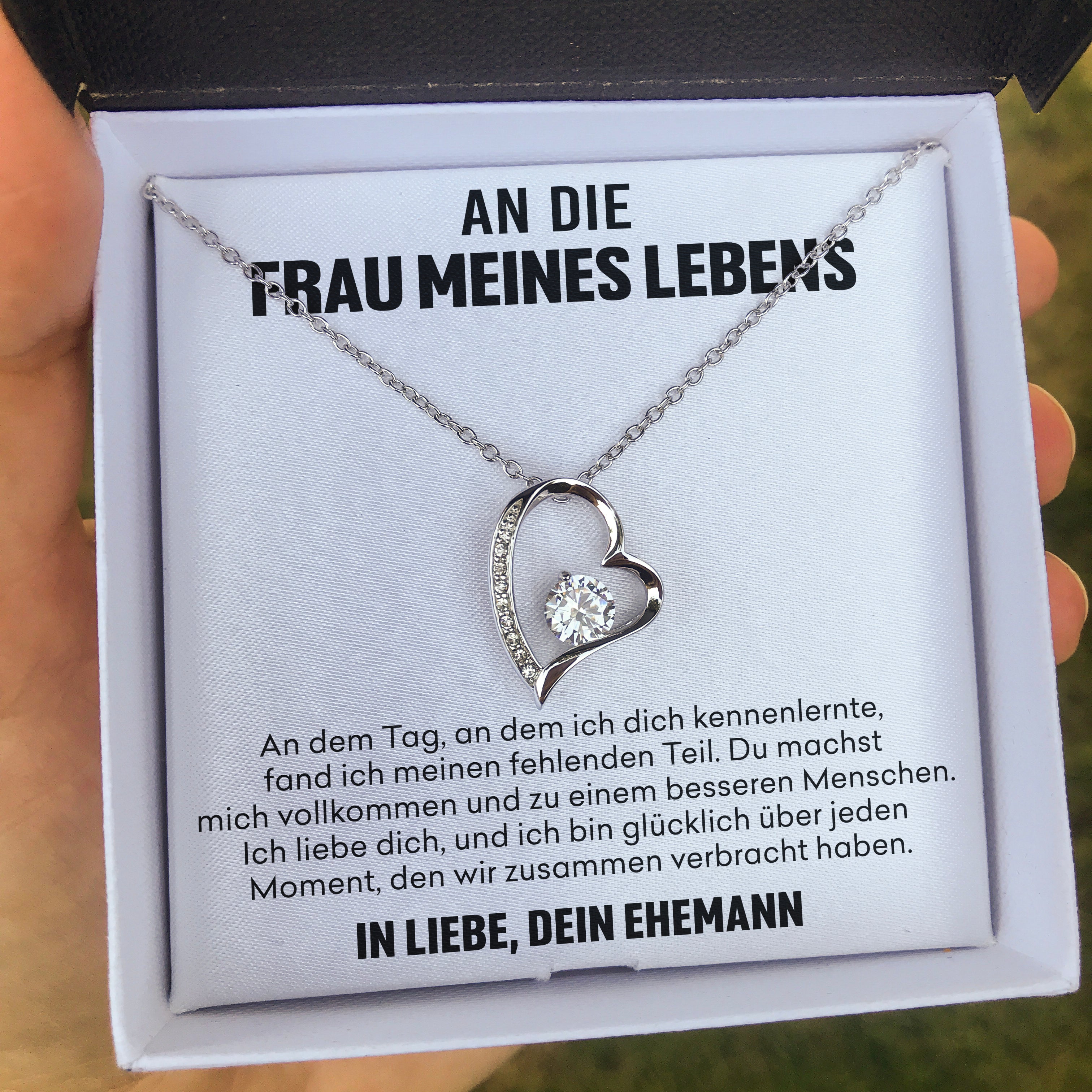 14k Weißgold Ausführung Herz Halskette - An die Frau meines Lebens