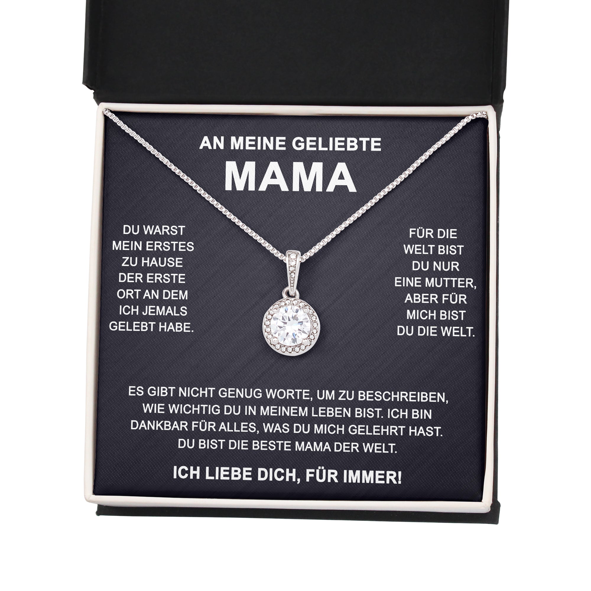 14k Weißgold Ausführung Kreis-Halskette - An meine geliebte Mama