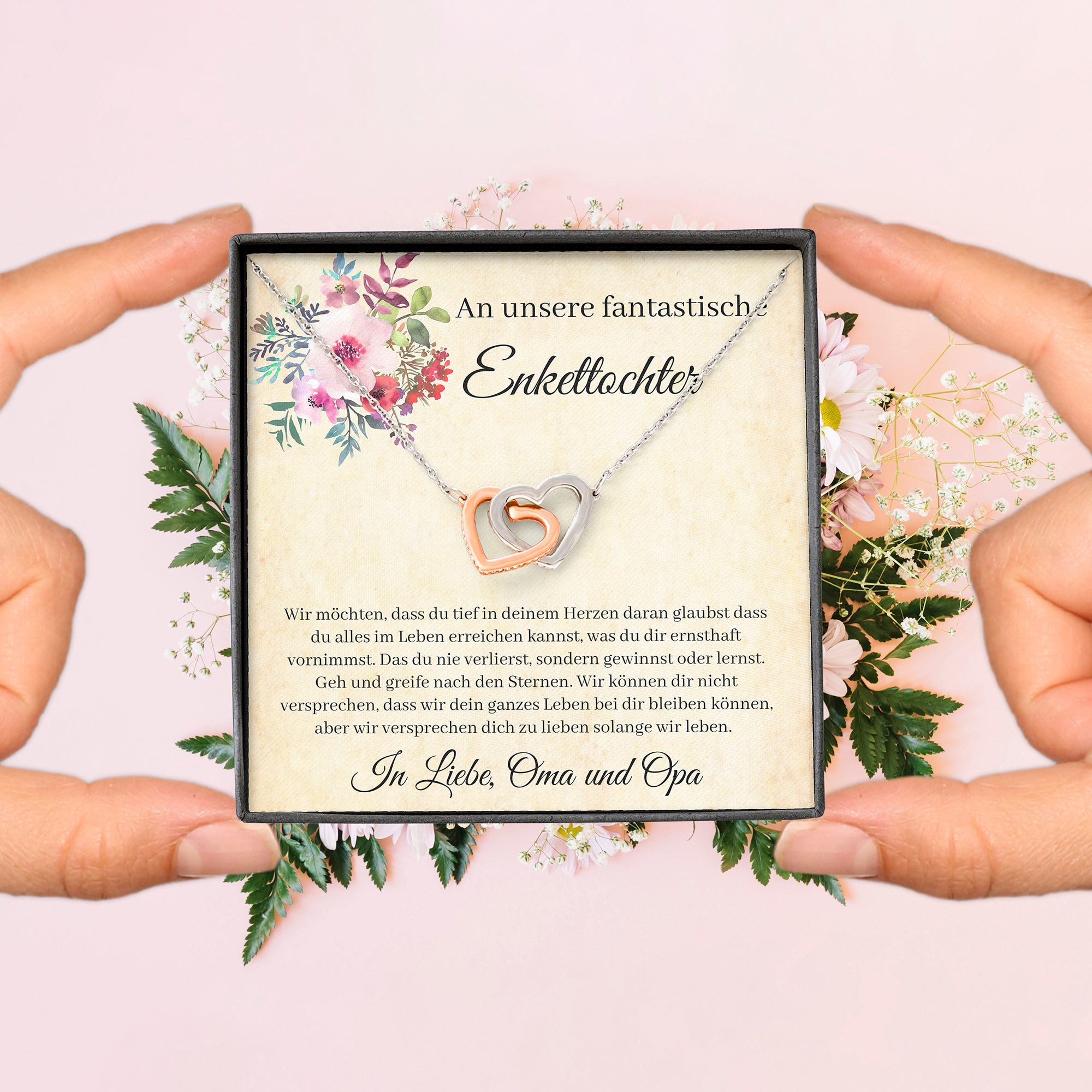 Edelstahl Halskette - An unsere Enkeltochter von Oma und Opa