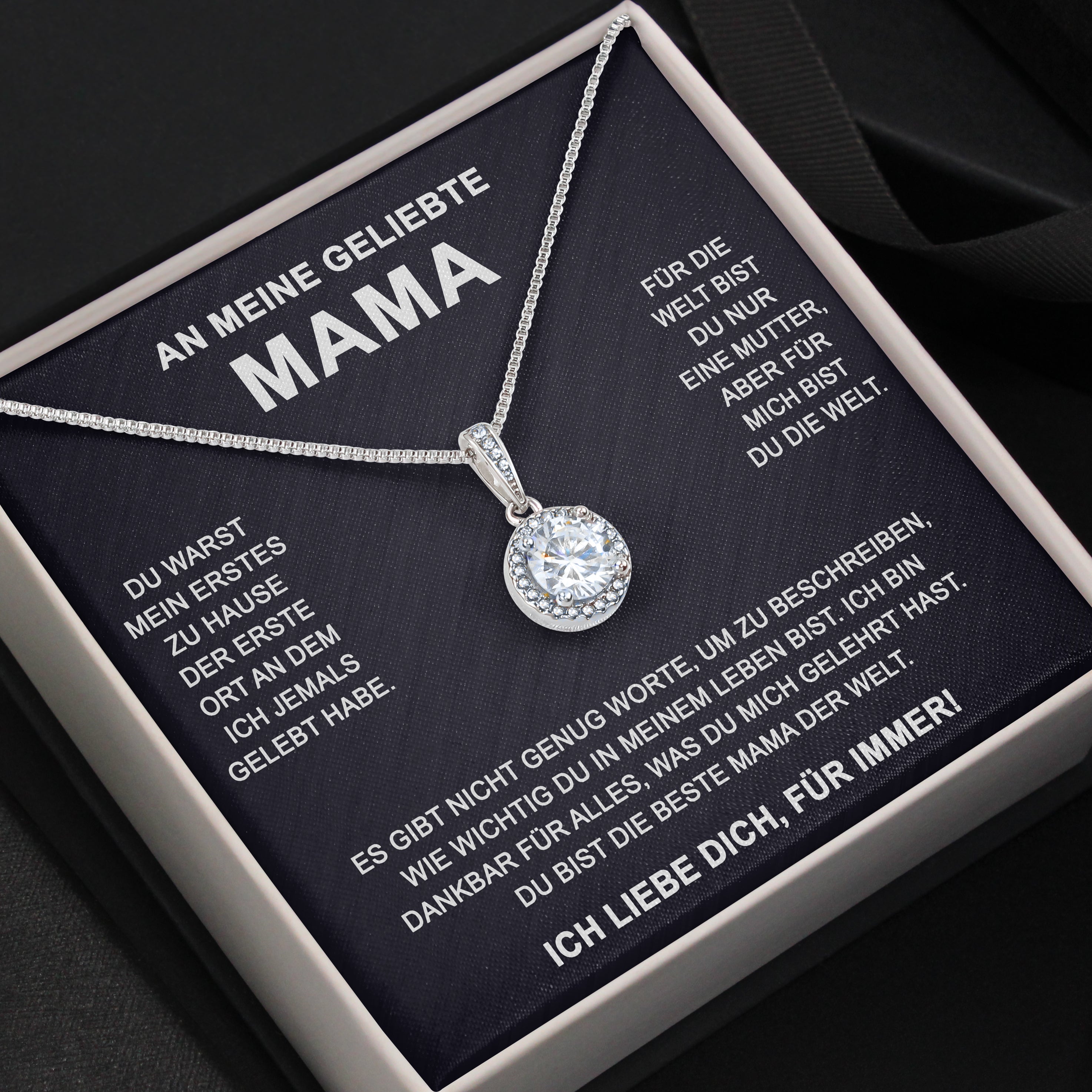 14k Weißgold Ausführung Kreis-Halskette - An meine geliebte Mama