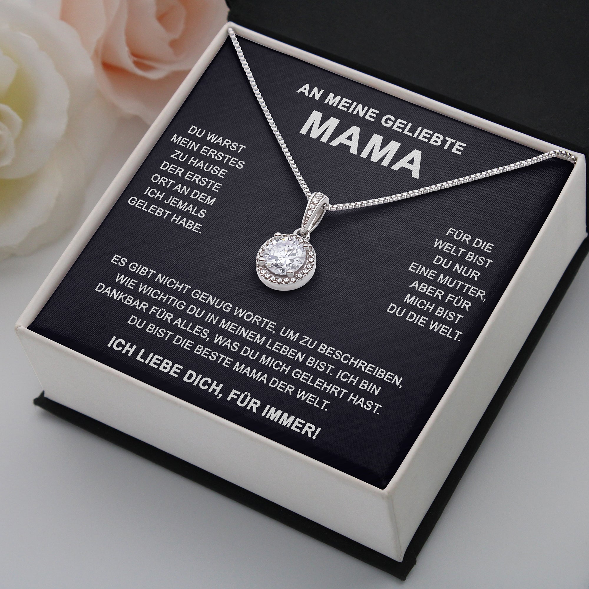 14k Weißgold Ausführung Kreis-Halskette - An meine geliebte Mama