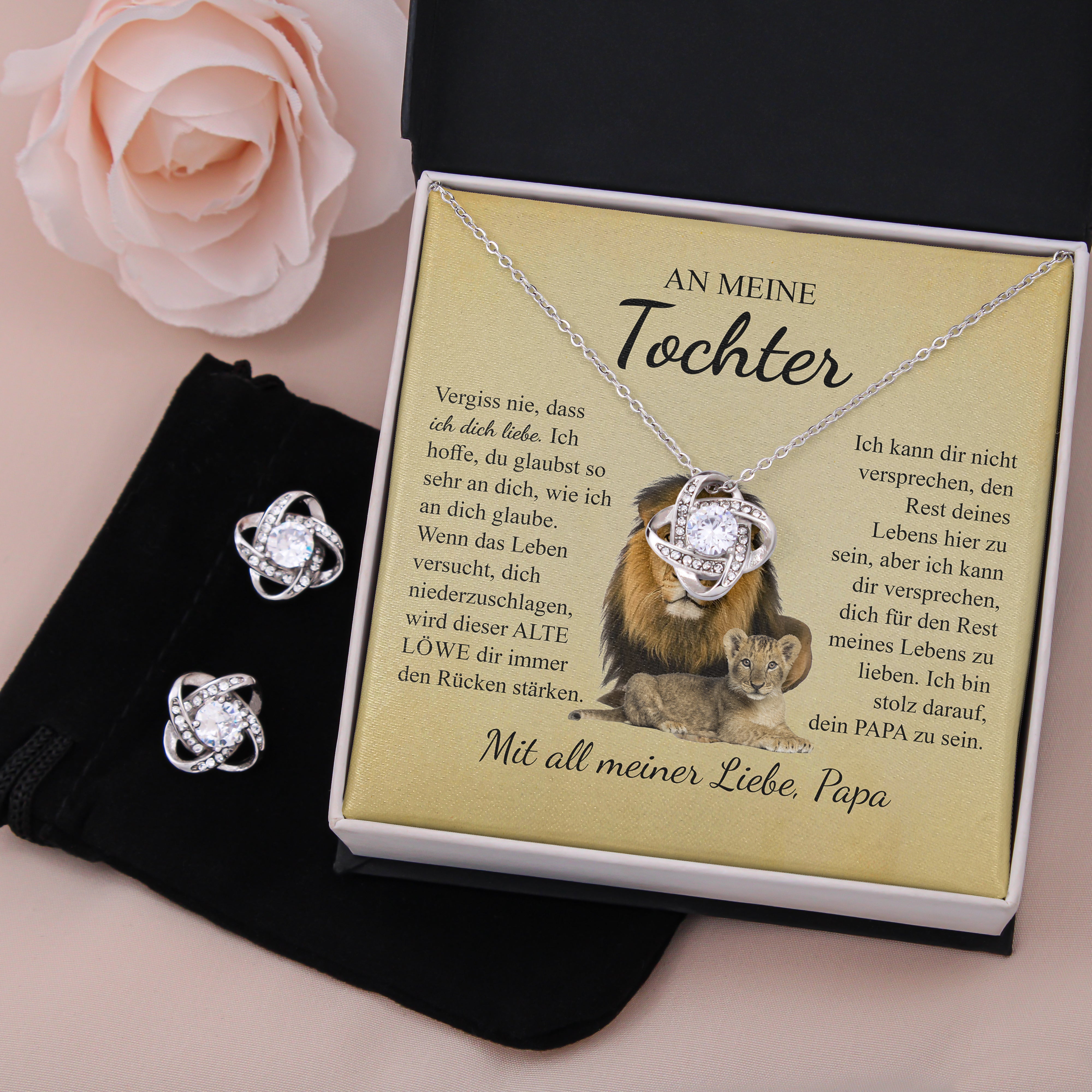 14k Weißgold Ausführung Halskette - An meine Tochter von Papa - Löwe