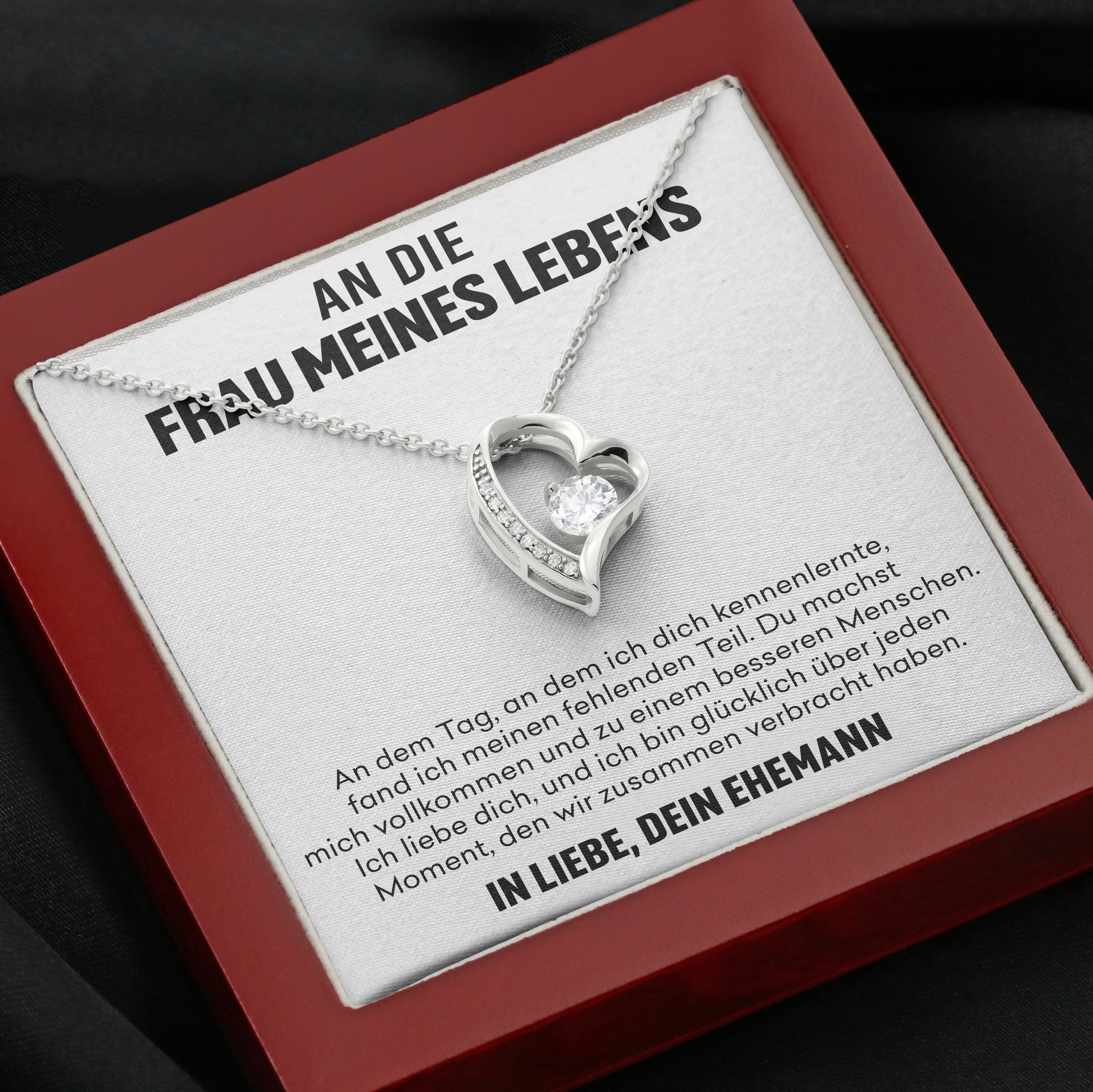 14k Weißgold Ausführung Herz Halskette - An die Frau meines Lebens