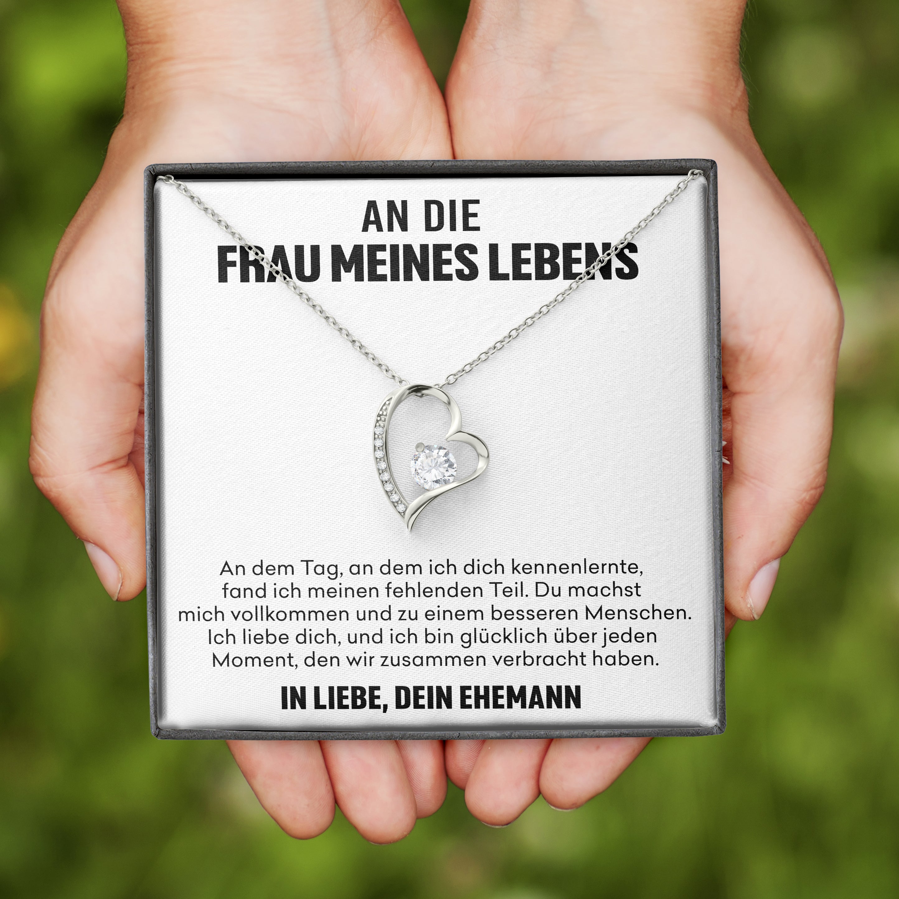 14k Weißgold Ausführung Herz Halskette - An die Frau meines Lebens